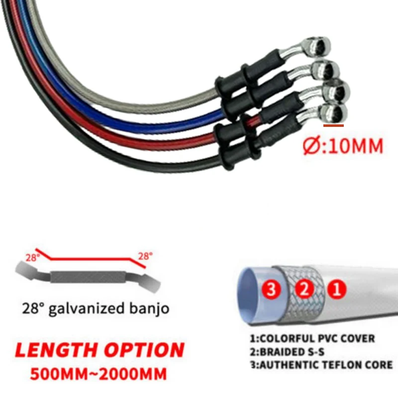 Silver 30cm To 220cm 28° 10mm  - Brake Line Motorcycle ulasan dan harga