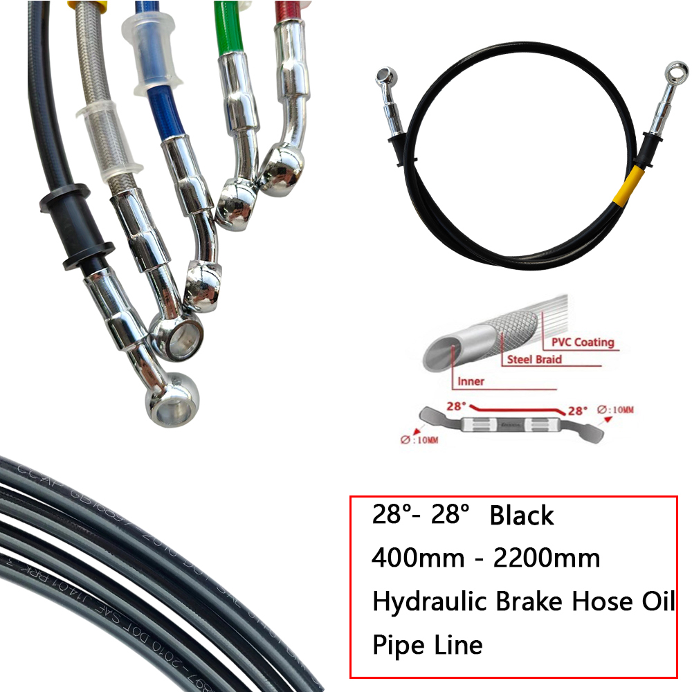 28°-28° Black Braided Hydrauli - Brake Line Motorcycle ulasan dan harga